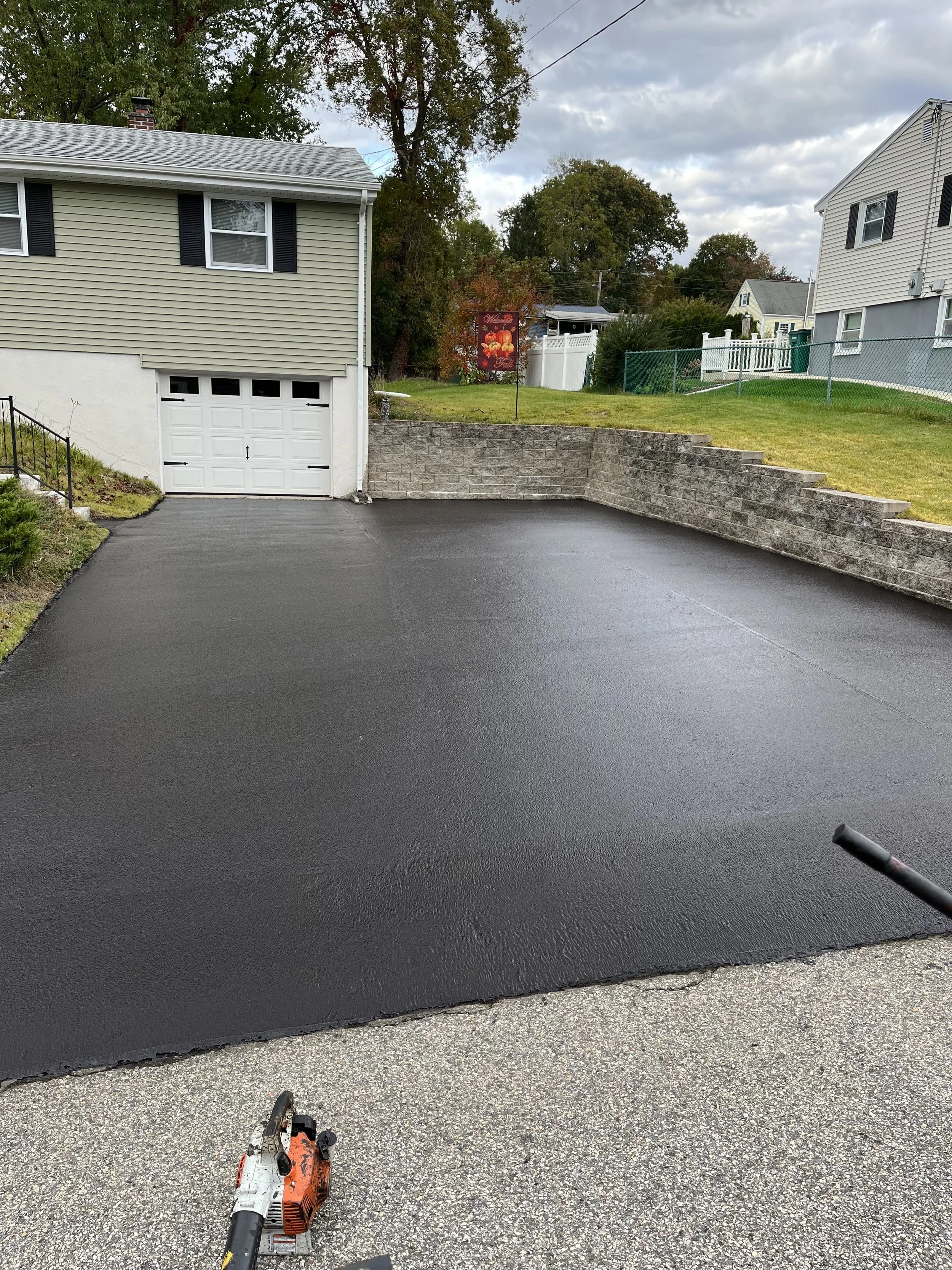 Freshly sealed driveway